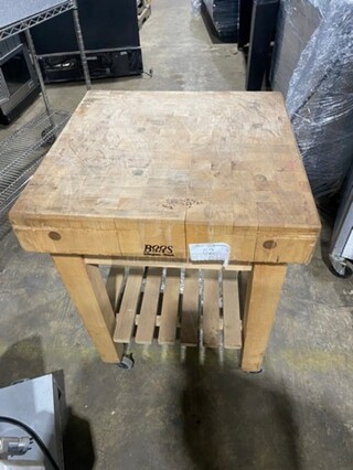 Boos Block Commercial Butcher Block Table! With Storage Space Underneath! On Casters!