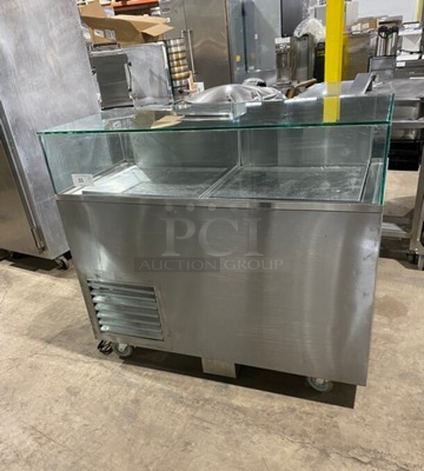 Commercial Refrigerated Sandwich Prep Table! With Night Cover! All Stainless Steel! On Casters!