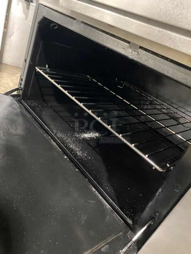 Wolf Commercial Natural Gas Powered 6 Burner Stove! With Raised Back Splash And Salamander Shelf! With Oven Underneath! All Stainless Steel! On Legs! - Image 7 of 10