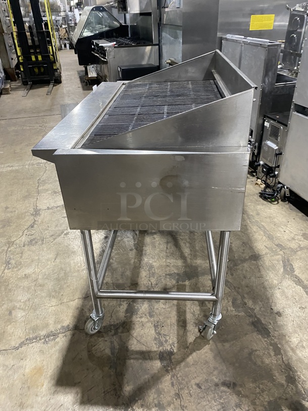 All Stainless Steel Commercial Heavy Duty Natural Gas Powered Radiant Char Broiler Grill!  On Casters! Working When Removed! - Image 3 of 6