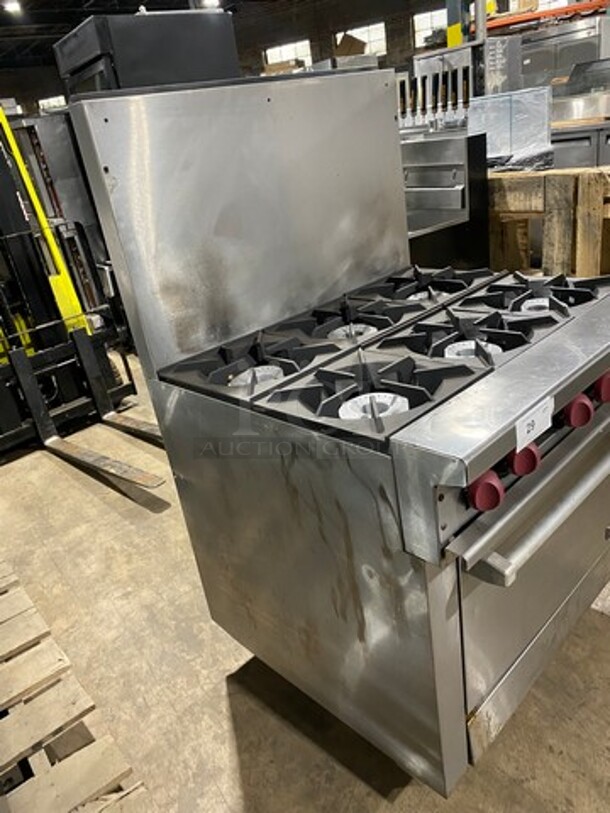 Therma Tek Commercial Natural Gas Powered 6 Burner Stove! With Raised Back Splash! With Oven Underneath! All Stainless Steel! On Legs! - Image 2 of 9