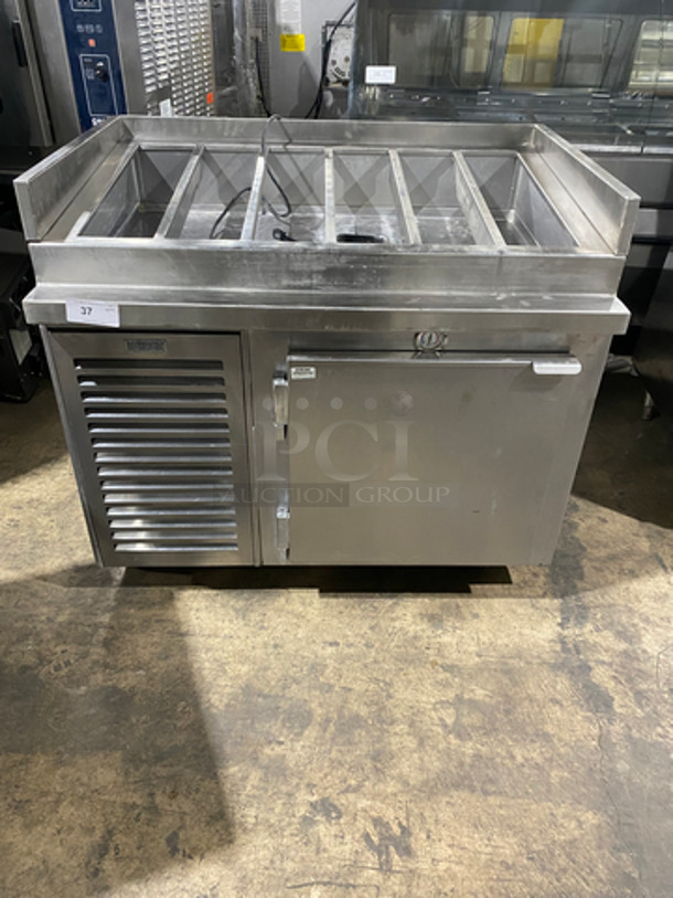 NICE! Kairak Commercial Refrigerated Prep Table! With Back And Side Splashes! With Single Door Storage Space Underneath! All Stainless Steel! On Casters! Model: KRP48S SN: 34598! Not Tested!  115V 60HZ 1 Phase