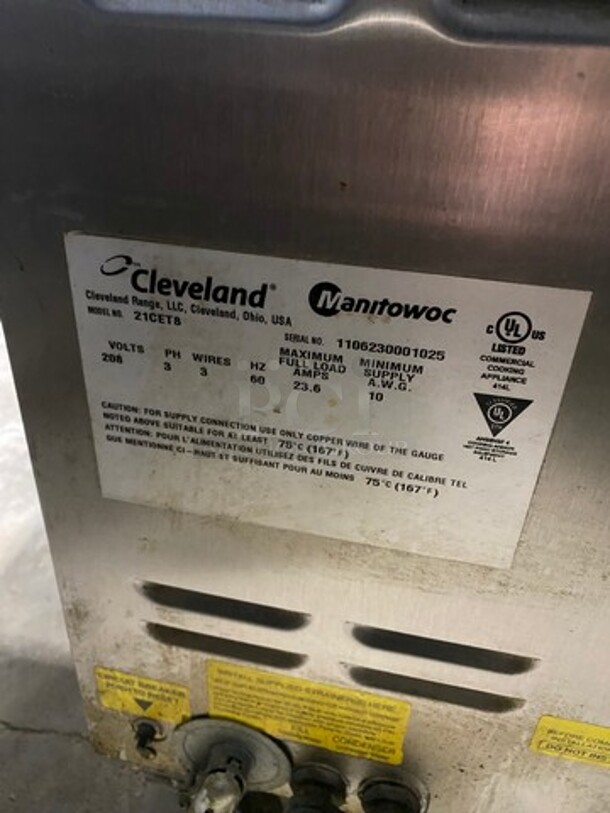 SWEET! Cleveland Electric Powered Countertop Steamer! All Stainless Steel! On Legs! Model: 21CET8 SN: 1106230001025 208V 60HZ 3 Phase - Image 5 of 8