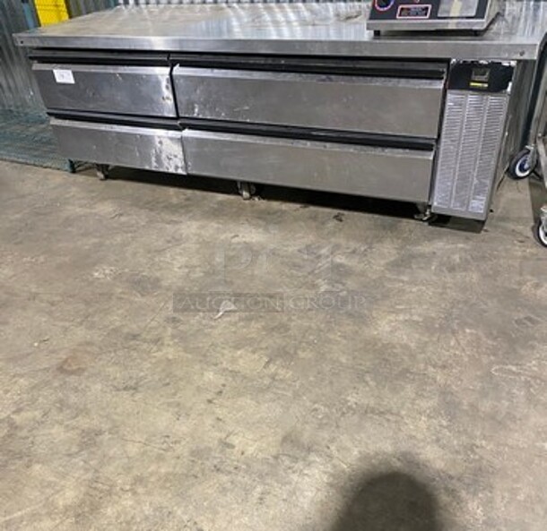 Silver King 84 Inch Refrigerated  4 Large Drawer Chef Base! Model SKRCB84H Serial SAJE68785A! 115V 1 Phase! On Casters!  - Image 1 of 8