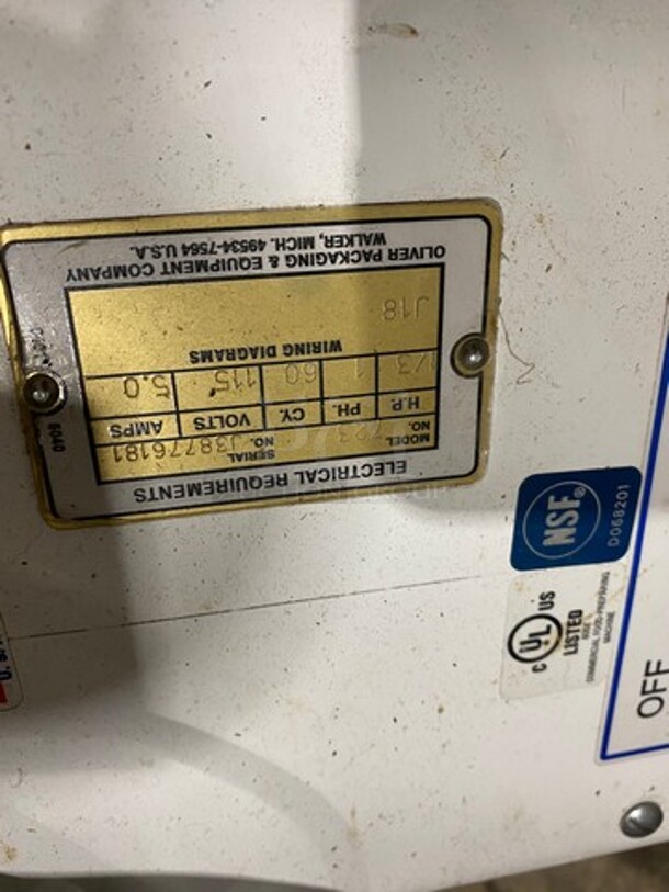 Oliver Commercial Countertop Bun/Bagel Cutter! Stainless Steel! On Small Legs! Model: 723 SN: 203802 115V 60HZ 1 Phase - Image 7 of 8