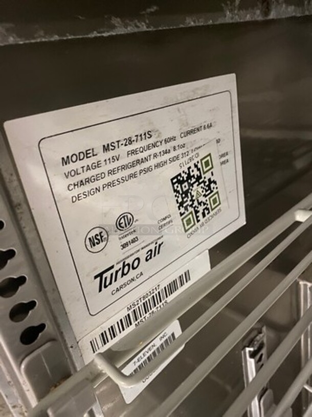 NICE! Turbo Air Refrigerated Salad Bar Island! With Sneeze Guard! Single Door Storage Space Underneath! All Stainless Steel! On Legs! Model: MST28711S SN: MS2T803217 115V 60HZ 1 Phase - Image 7 of 8