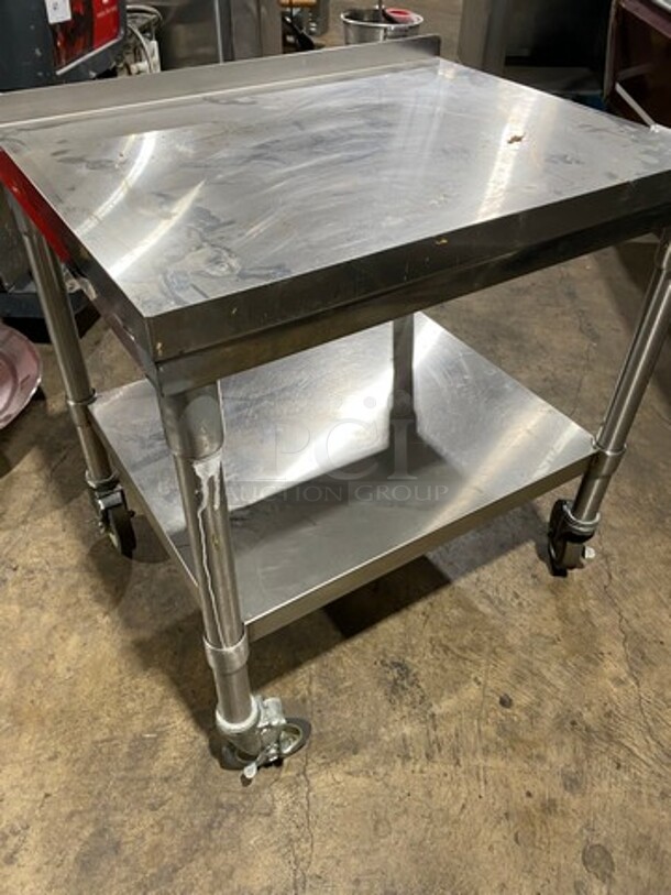 All Stainless Steel Equipment/Grill Stand Table! With Back And Side Splashes! With Storage Space Underneath! On Casters! - Image 4 of 6