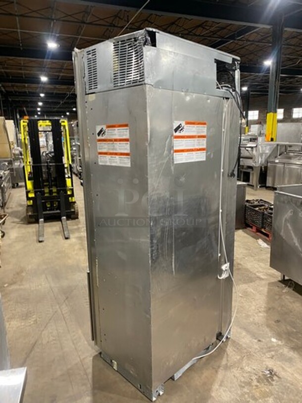Monogram Upright Half Cooler Half Freezer Combo Unit! Single Cooler And Single Drawer Freezer! With Poly Coated Racks And Shelves! Stainless Steel! - Image 4 of 8