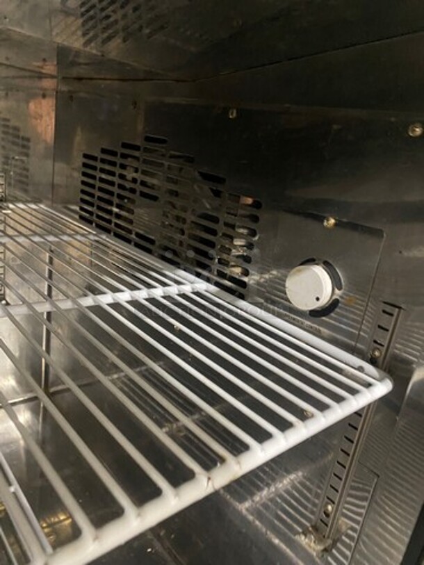 Blue Air Commercial Refrigerated Pizza Prep Table! With Commercial Cutting Board! With 3 Door Storage Space Underneath! Poly Coated Racks! All Stainless Steel! Model: BAPP93 SN: EUUBAPP930009 115V 60HZ 1 Phase - Image 8 of 11