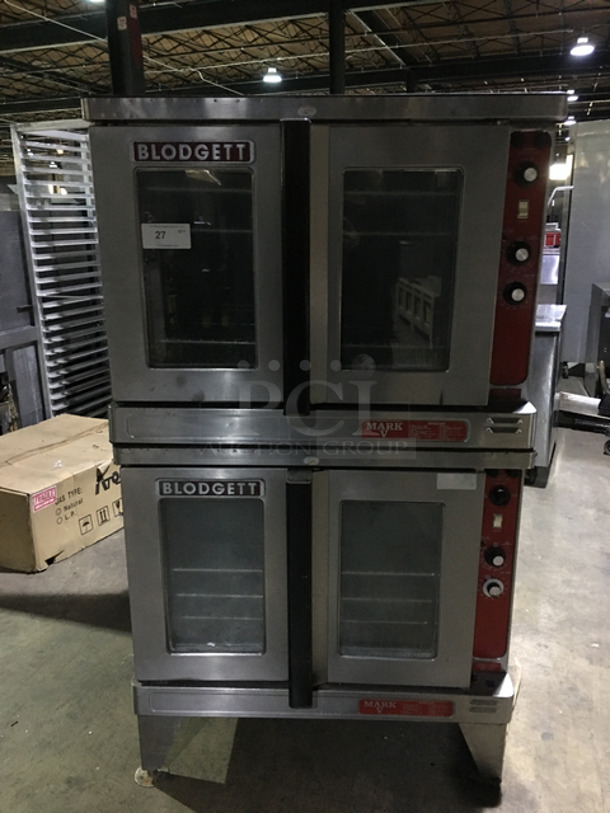 RARE FIND! Blodgett MARK V Commercial Double Deck Electric Powered Convection Oven! With View Through Doors! With Metal Oven Racks! Stainless Steel! On Legs! 2x Your Bid! Model: Mark V! 3 Phase! 