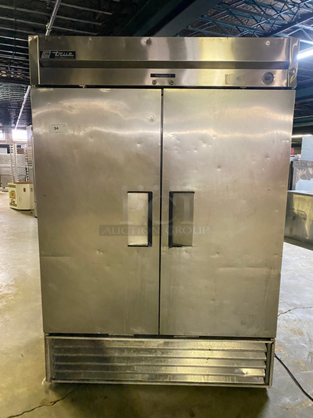 True Commercial 2 Door Reach In Refrigerator! With Poly Coated Racks! All Stainless Steel! Model: TS49 SN: 11637158 115V 60HZ 1 Phase