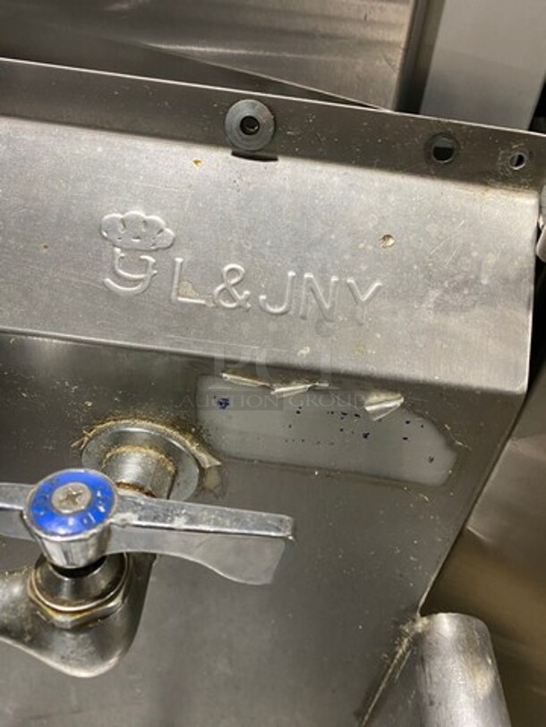 L & J Commercial Single Bay Drop In Sink! With Faucet And Handles! With Back Splash! Solid Stainless Steel! On Legs! - Image 7 of 7