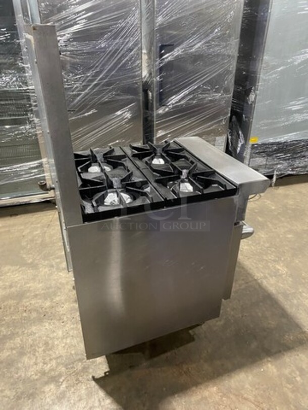 American Range Commercial Natural Gas Powered 4 Burner Stove! With Raised Back Splash! With Oven Underneath! All Stainless Steel! On Casters! - Image 4 of 10