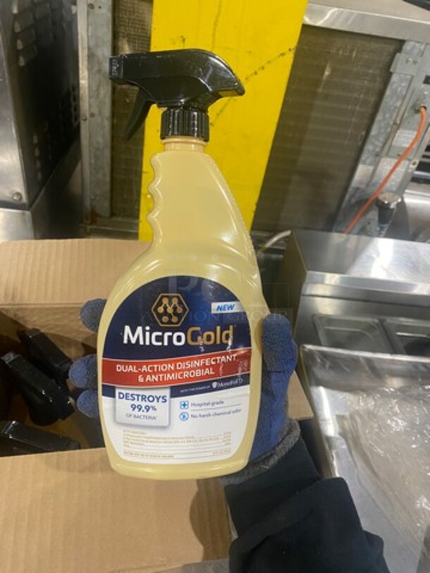 NEW! IN THE BOX! Micro Gold Dual Action Disinfectant And Antimicrobial Spray! 6 Bottles Per Box, 1 Box Per Item Number! - Image 4 of 6