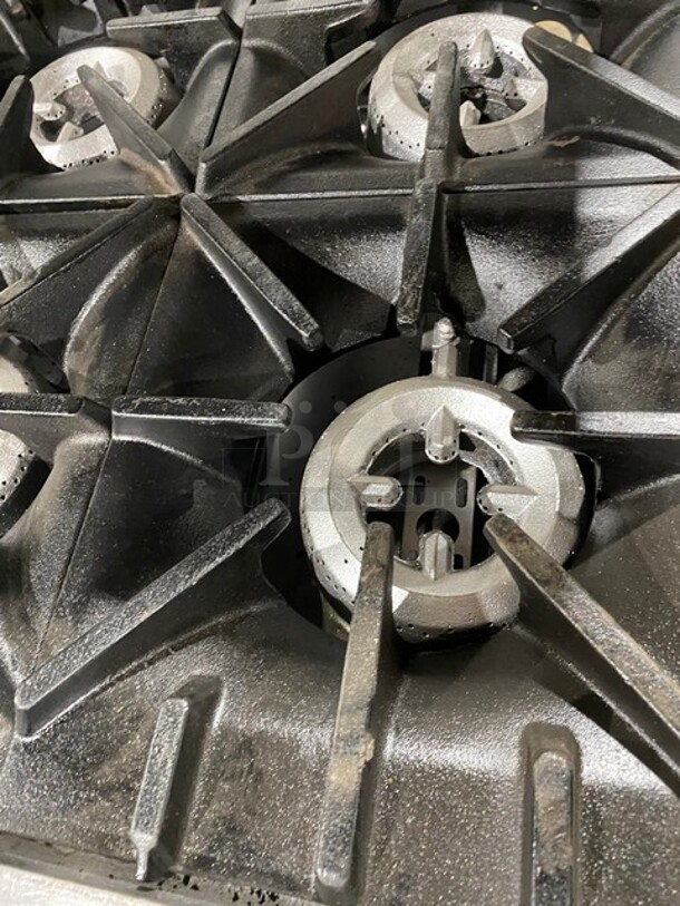 Sunfire All Stainless Steel Natural Gas 6 Burner Stove! With an Underneath Full Size Stove! And a Back Splash And Salamander Shelf! On Casters! Model X366R - Image 6 of 10