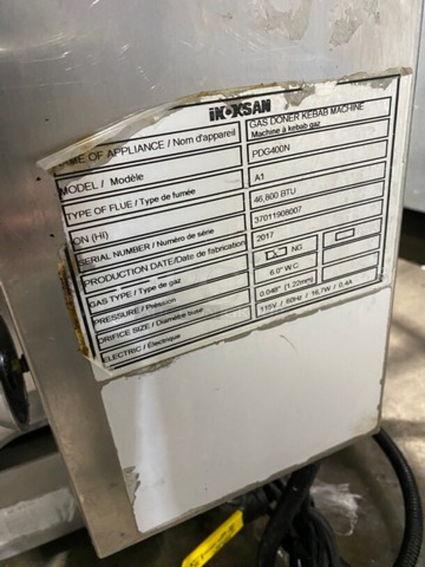 LATE MODEL! 2017 Inoksan Commercial Natural Gas Powered Kebab/ Gyro Machine! All Stainless Steel! Model: PDG400N SN: 37011908007 115V - Image 8 of 9