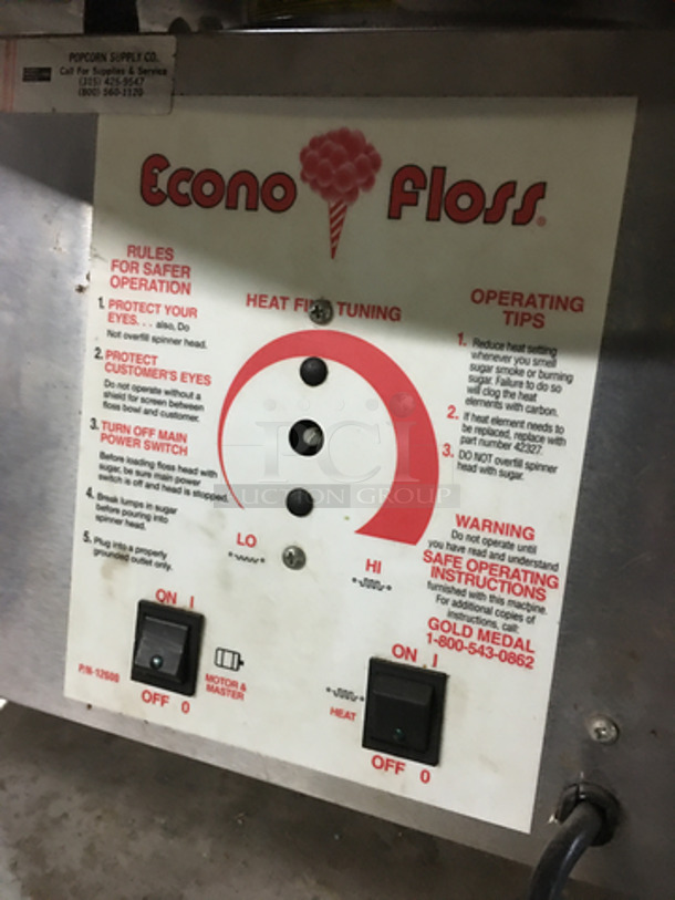 AWESOME! Gold Medal Commercial Cotton Candy/Candy Floss Machine! Electric Powered! All Stainless Steel! Model: 3017SS SN: 25206 120V 60HZ - Image 6 of 8