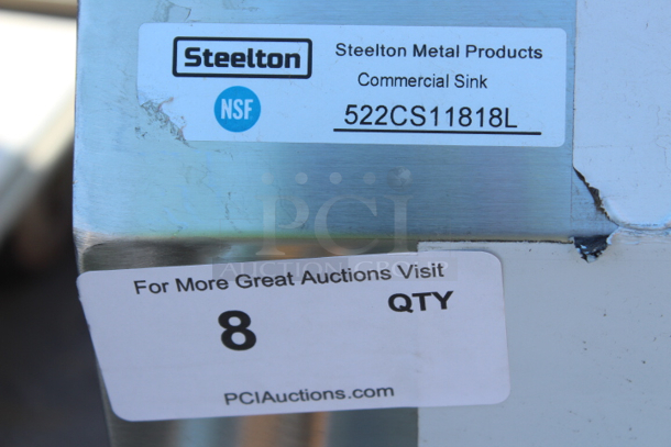 BRAND NEW SCRATCH & DENT! Steelton 38 3/4" 18-Gauge Stainless Steel One Compartment Commercial Sink with Left Drainboard - 18" x 18" x 12" Bowl Only. - Image 8 of 8