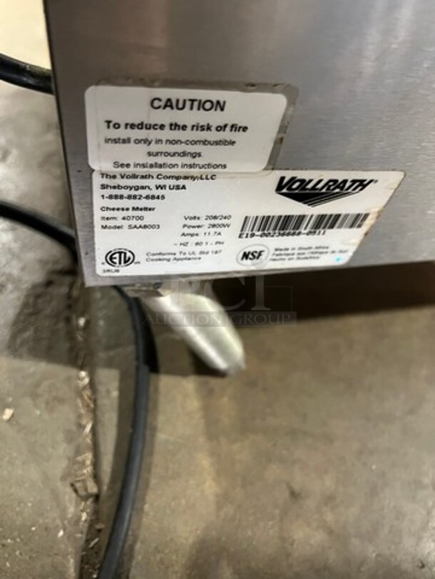 Vollrath Commercial Electric Powered Cheese Melter! Model: SAA8003 SN: E19002366680511 208/240V 1 Phase - Image 6 of 7