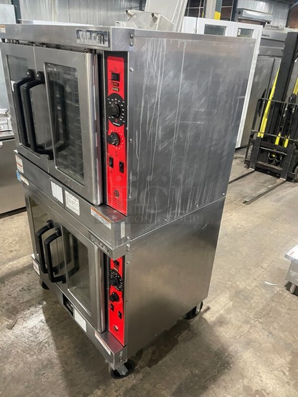 Vulcan Commercial Natural Gas Powered Double Deck Convection Oven! All Stainless Steel! With Metal Oven Racks! On Casters! Model: VC4GD-SEFCCC5 SN: 482010970! 2X Your Bid Makes One Unit!  - Image 4 of 10