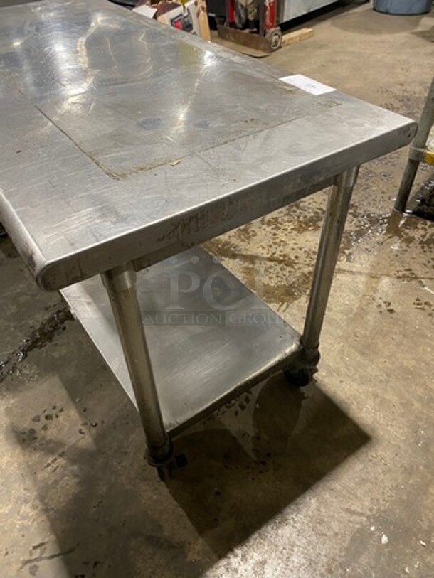 Solid Stainless Steel Work Top/ Prep Table! With Storage Space Underneath! On Casters! - Image 4 of 6