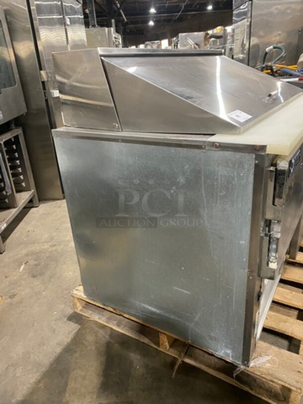 Leader Commercial Refrigerated Sandwich/Salad Prep Table! With Commercial Cutting Board! With 2 Door Storage Space Underneath! With Poly Coated Rack! All Stainless Steel! Model: LM48S/C SN: PW06M1003 115V 60HZ 1 Phase - Image 2 of 8