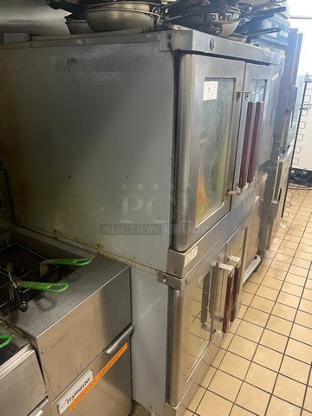 Vulcan Commercial Natural Gas Powered Double Deck Convection Oven! With View Through Doors! Metal Oven Racks! All Stainless Steel! On Legs! 2x Your Bid Makes One Unit! WORKING WHEN REMOVED! - Image 6 of 8