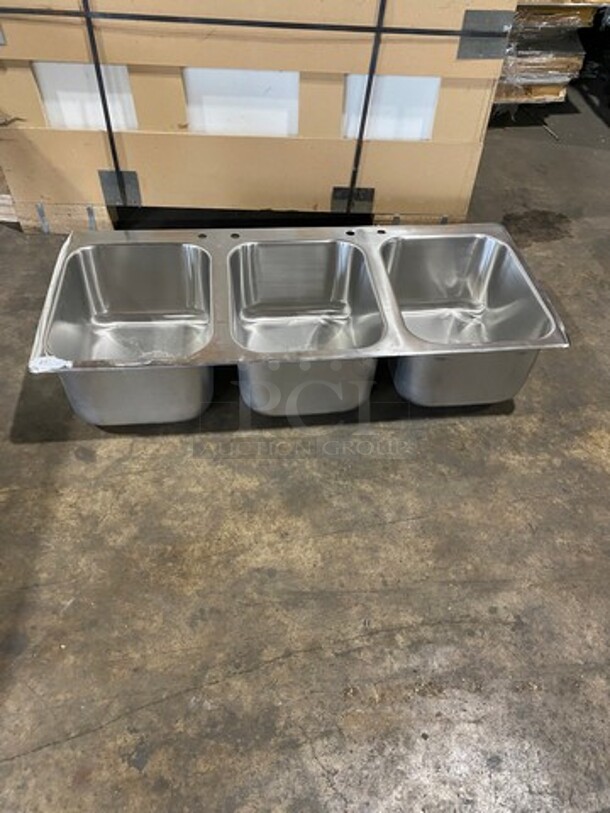 Commercial 3 Compartment Dish Washing Drop In Sink! All Stainless Steel! - Image 1 of 6