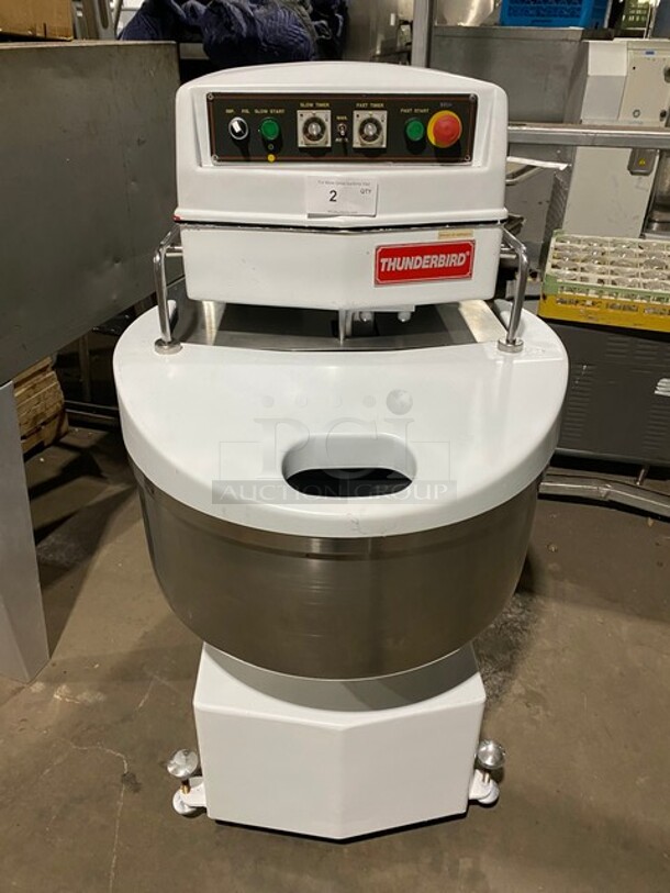 Nice! Thunderbird ASP-80 Metal Commercial Spiral Mixer w/ Stainless Steel Mixing Bowl and Dough Hook Attachment. 220 Volts, 3 Phase. - Image 1 of 8