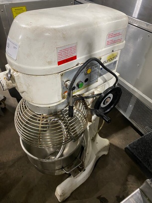 Eurodib Commercial Floor Style 30 QT Planetary Mixer! With Mixing Bowl And Guard! With Spiral Hook Attachment! WORKING WHEN REMOVED! Model: M30A 120V - Image 2 of 9