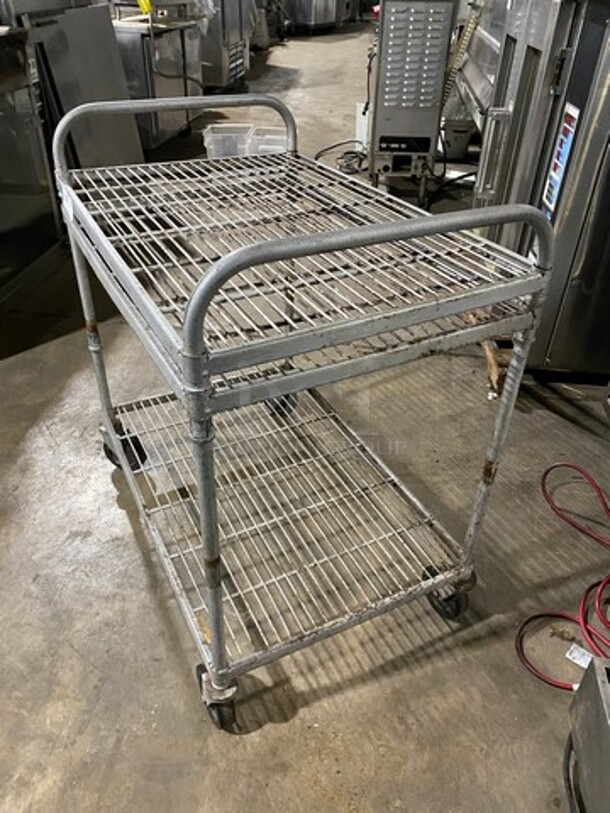 Metal Commercial 2 Tier Cart! With Dual Side Push Handles! On Casters! - Image 2 of 6