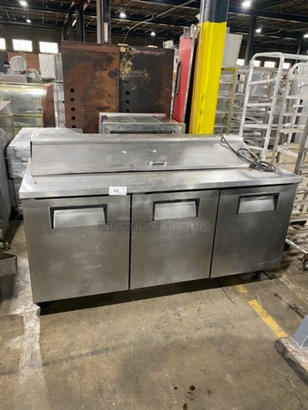 True Commercial Refrigerated Sandwich Prep Table! With 3 Door Storage Space Underneath! Poly Coated Racks! All Stainless Steel! On Casters! Model: TSSU7218HC SN: 9606725 115V 60HZ 1 Phase - Image 1 of 9