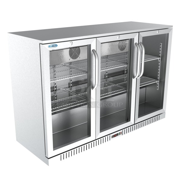 BRAND NEW IN THE BOX! Koolmore BC-3DSW-SS 53 in. Three-Door Back Bar Refrigerator - 11 Cu Ft. Tested. In Working Order.  - Image 1 of 2