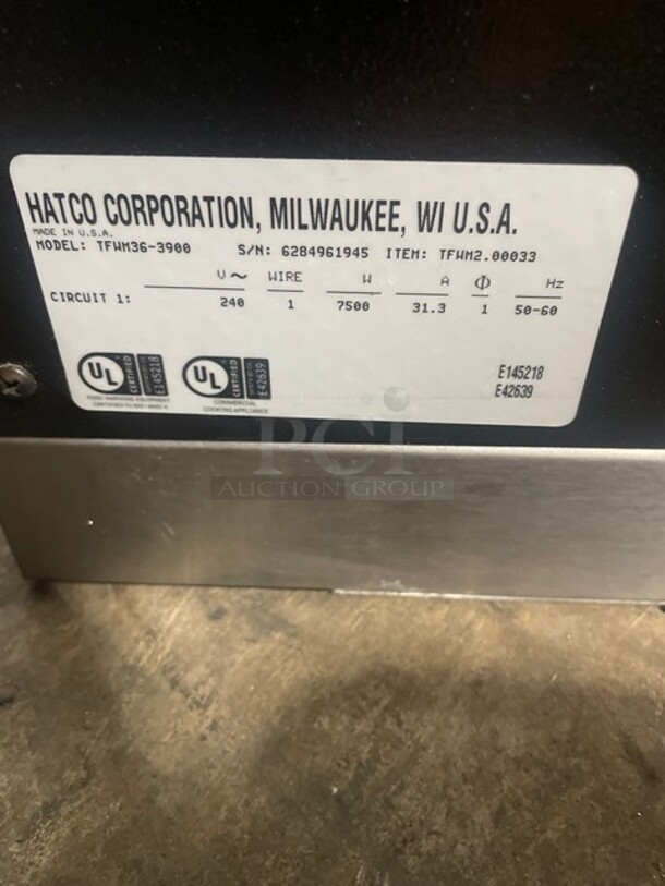 Hatco Thermo-Finisher 3-Bay Food Finisher! MODEL TFWM36-3900 SN 6284961945 240V 1PH - Image 9 of 9