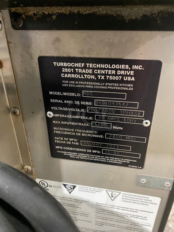 WOW! Like NEW! Late Model 2021! Turbo Chef SOTA Chipotle Style Commercial Electric Powered Countertop VENTLESS Rapid Cook Turbo Oven! COOK PRESS EDITION! On Legs! 208/240V 1 Phase! Model: NGO SN: NGO1D43642! - Image 8 of 9
