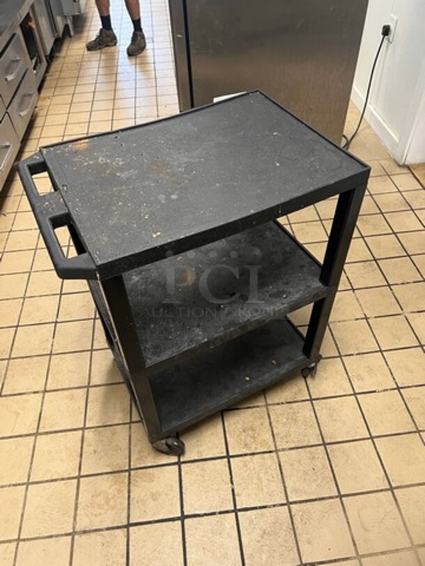 Commercial 3 Tier Poly Utility Cart! On Casters! - Image 4 of 6