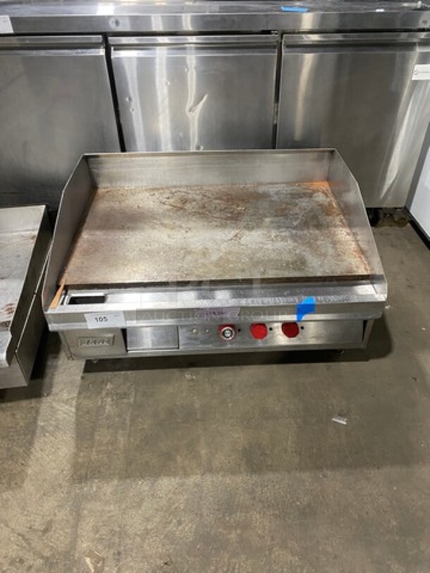Lang Commercial Countertop Electric Powered Flat Top Griddle! With Back And Side Splashes! All Stainless Steel! On Small Legs! - Image 1 of 8