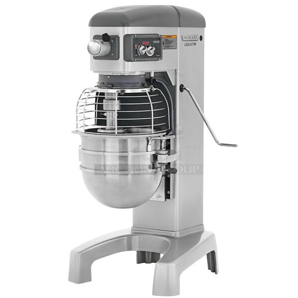 BRAND NEW SCRATCH & DENT! Hobart Legacy+ HL300-1 30 Qt. Planetary Floor Mixer with Guard & Standard Accessories - 200-240V, 3 Phase, 3/4 hp. S/N: 31-1672-011. Arm is on the right side is broken.  - Image 1 of 7