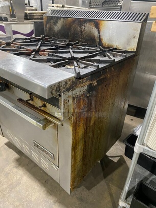 Garland Commercial Natural Gas Powered 6 Burner Stove! With Back Splash! With Convection Oven Underneath! Metal Oven Rack! All Stainless Steel! - Image 2 of 9