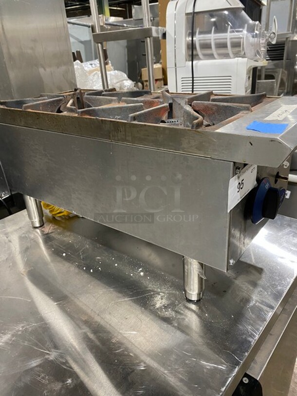Globe Chefmate Stainless Steel 12" Natural Gas Powered Hotplate 2 Burners! MODEL C12HT SN: 7418020075  - Image 4 of 9