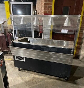Vollrath Commercial Refrigerated Food Serving Station Counter/ Cold Pan! With Sneeze Guard! With Lowering Prep Line! Stainless Steel Body! On Casters! Model: R3871660 SN: B31500809205001 120V 60HZ 1 PH