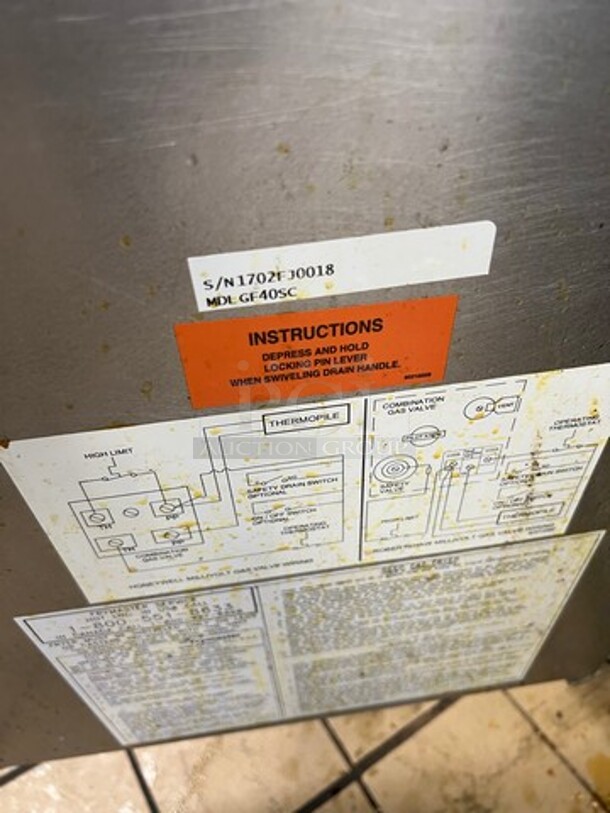 Frymaster Commercial Natural Gas Powered Deep Fat Fryer! With 2 Frying Baskets! With Backsplash! All Stainless Steel! On Casters! WORKING WHEN REMOVED! - Image 4 of 8