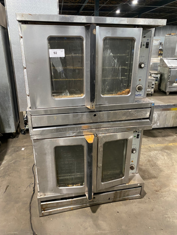 Sunfire Commercial Natural Gas Powered Double Deck Convection Oven! With View Through Doors! Metal Oven Racks! All Stainless Steel! 2x Your Bid Makes One Unit! Model: SDG1 SN: 1204230000431