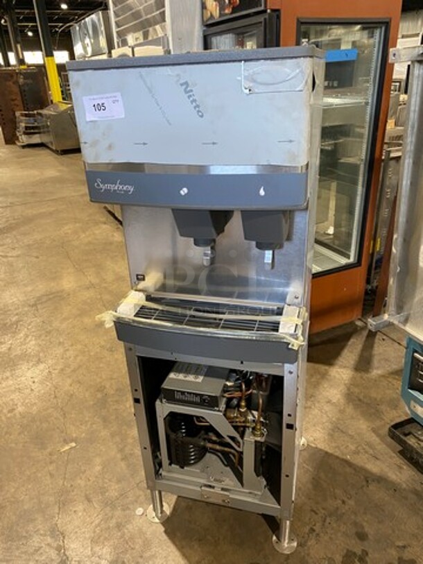 LATE MODEL! 2019 Follett Commercial Ice And Water Dispenser! All Stainless Steel! On Legs! MISSING FRONT COVER! Symphony Series Model: 25FB425W 115V 60HZ 1 Phase - Image 1 of 10