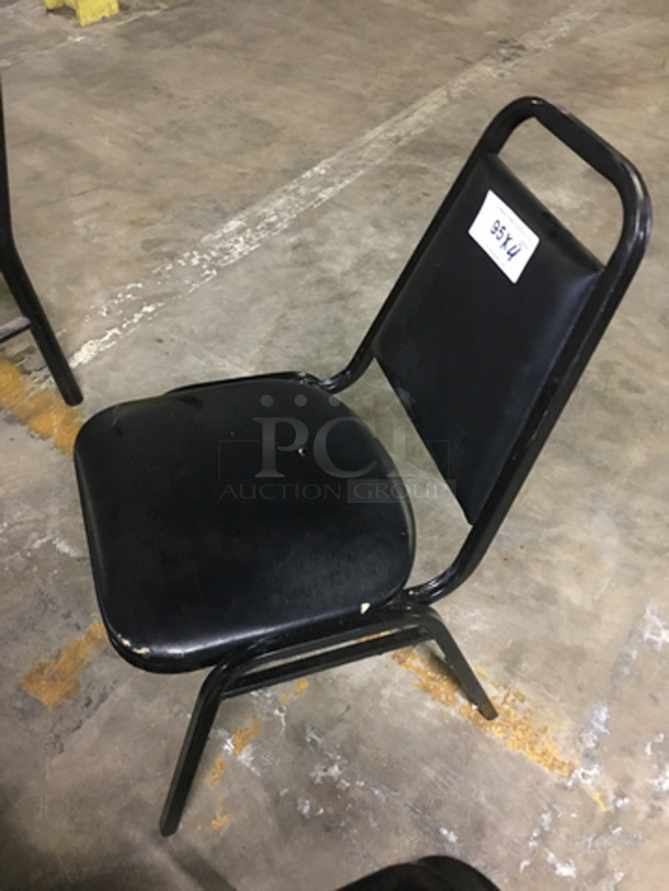 All Black Patted Square Chairs! With Metal Body! 4x Your Bid! - Image 3 of 6