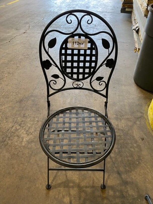 Black Metal Foldable Patio Chairs! 10x Your Bid! - Image 1 of 6