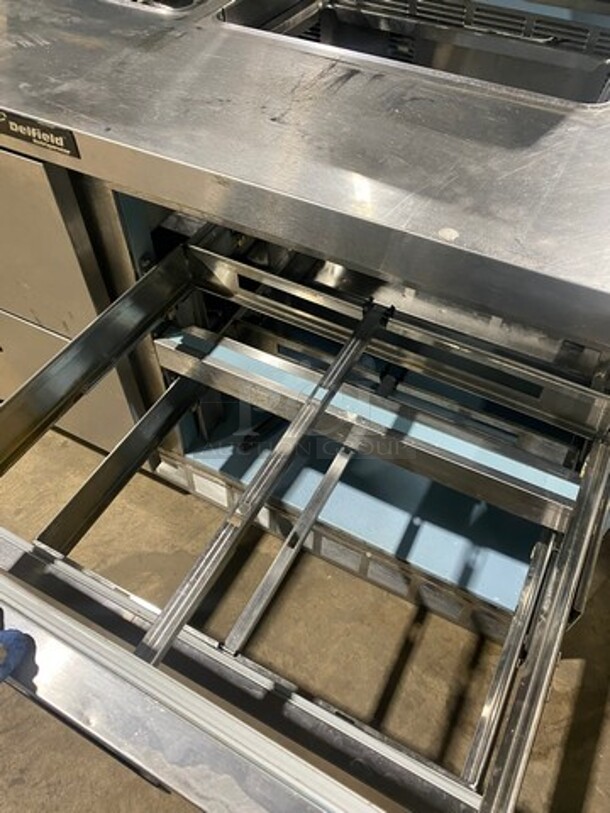 Delfied Stainless Steel Commercial Sandwich Salad Prep Table Bain Marie! With 4 Drawers! On Commercial Castors!   - Image 5 of 11