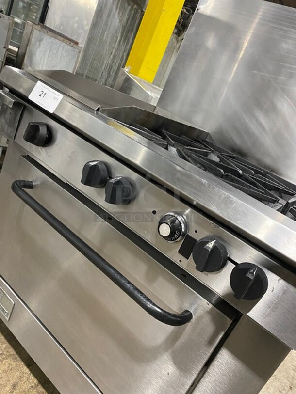 Southbend Heavy Duty Commercial Natural Gas Powered 4 Burner Stove! With Raised Back Splash! With Oven Underneath! All Stainless Steel! On Casters! Model: P32D-BBB SN: 05M09248! - Image 9 of 11