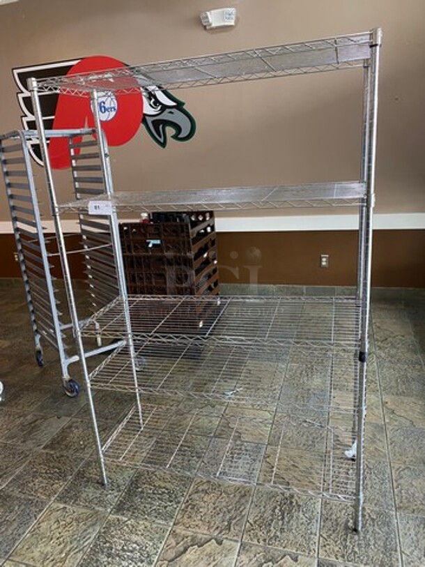 Commercial Metal 5 Tier Shelf! On Legs! BUYER MUST DISMANTLE! PCI CANNOT DISMANTLE FOR SHIPPING! PLEASE CONSIDER FREIGHT CHARGES! - Image 1 of 5