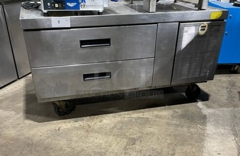 Delfield Commercial Refrigerated 2 Drawer Chef Base! All Stainless Steel! On Casters! 115V 1 Phase! Model: F2952C SN: 0908150001697!